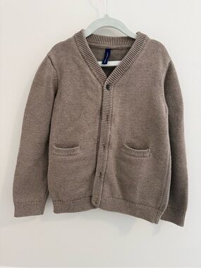 Boys Size 6 Janie and Jack Toddler Brown Knit Cardigan